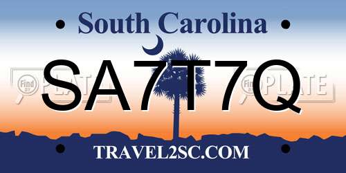 SA7T7Q South Carolina License Plate
