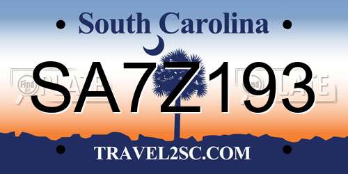 SA7Z193 South Carolina License Plate