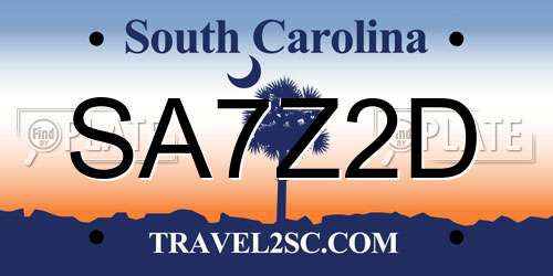 SA7Z2D South Carolina License Plate