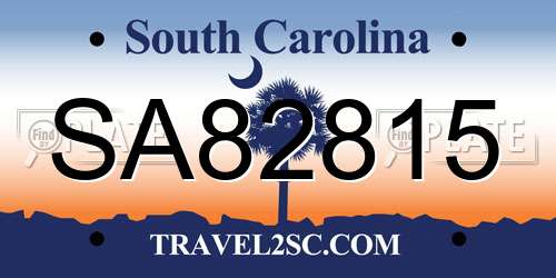 SA82815 South Carolina License Plate