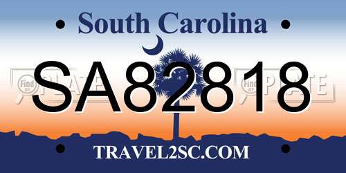 SA82818 South Carolina License Plate