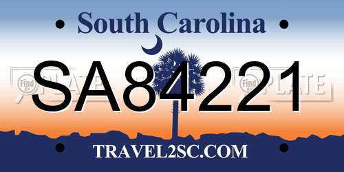 SA84221 South Carolina License Plate