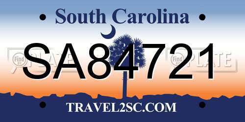 SA84721 South Carolina License Plate