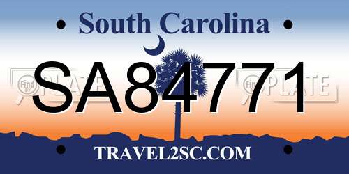SA84771 South Carolina License Plate