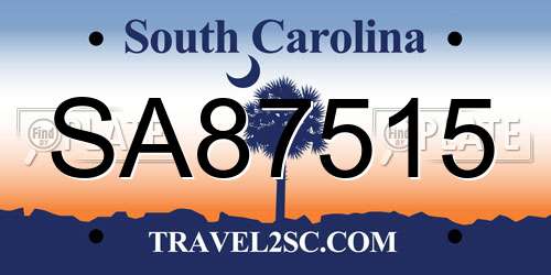 SA87515 South Carolina License Plate