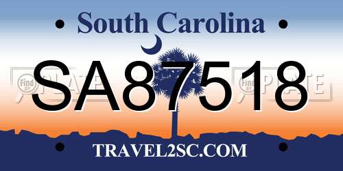 SA87518 South Carolina License Plate