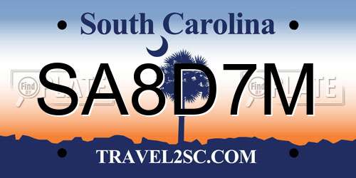 SA8D7M South Carolina License Plate