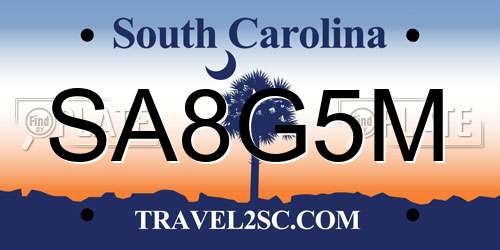 SA8G5M South Carolina License Plate