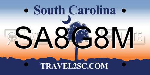 SA8G8M South Carolina License Plate