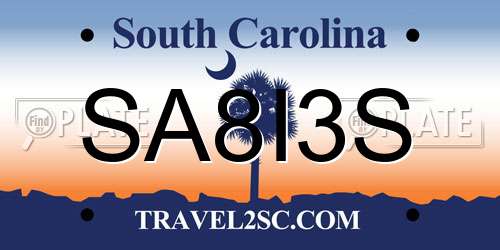 SA8I3S South Carolina License Plate