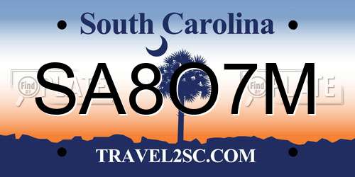 SA8O7M South Carolina License Plate