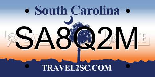 SA8Q2M South Carolina License Plate