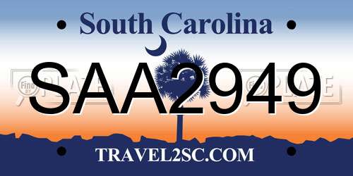 SAA2949 South Carolina License Plate