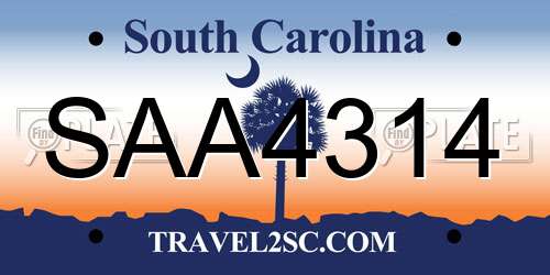 SAA4314 South Carolina License Plate