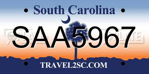 SAA5967 South Carolina License Plate