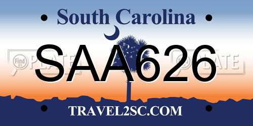SAA626 South Carolina License Plate