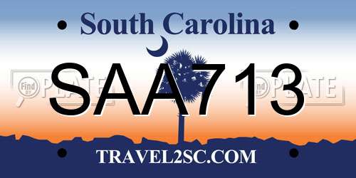 SAA713 South Carolina License Plate