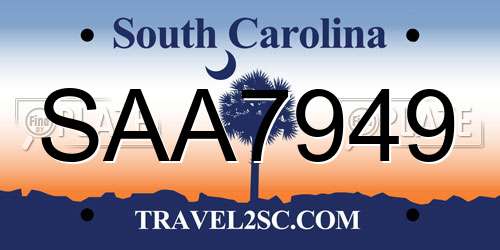 SAA7949 South Carolina License Plate