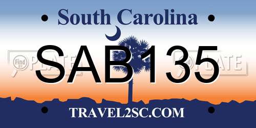 SAB135 South Carolina License Plate