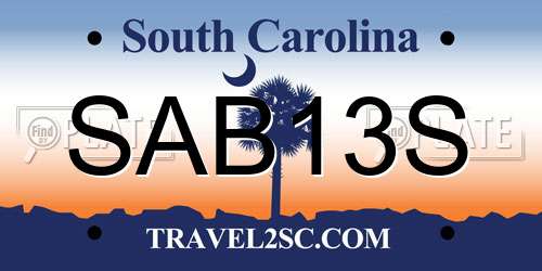 SAB13S South Carolina License Plate