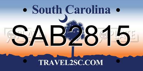 SAB2815 South Carolina License Plate