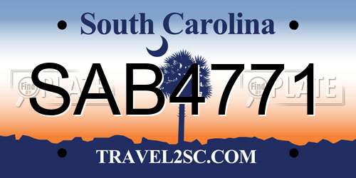 SAB4771 South Carolina License Plate