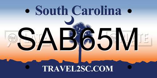 SAB65M South Carolina License Plate