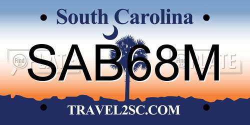 SAB68M South Carolina License Plate