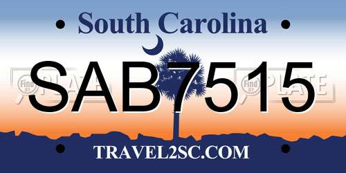SAB7515 South Carolina License Plate