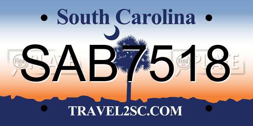 SAB7518 South Carolina License Plate