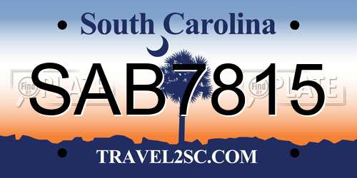 SAB7815 South Carolina License Plate
