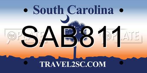 SAB811 South Carolina License Plate