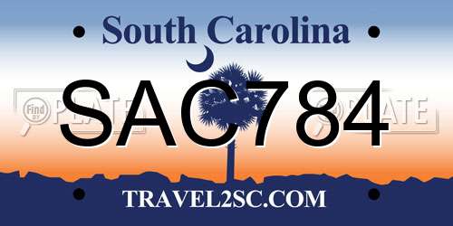 SAC784 South Carolina License Plate