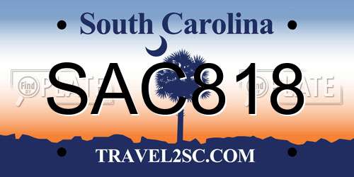 SAC818 South Carolina License Plate