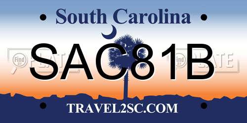 SAC81B South Carolina License Plate