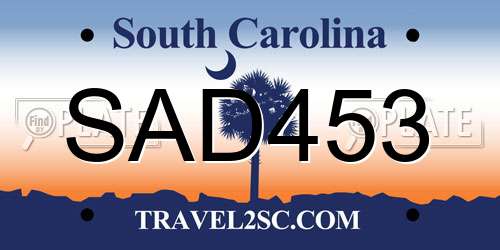 SAD453 South Carolina License Plate