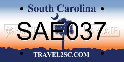 SAE037 South Carolina License Plate