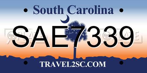 SAE7339 South Carolina License Plate