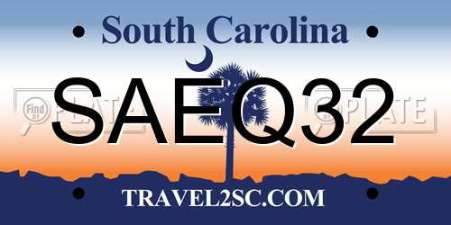 SAEQ32 South Carolina License Plate