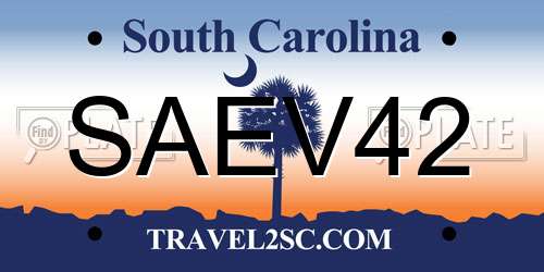 SAEV42 South Carolina License Plate
