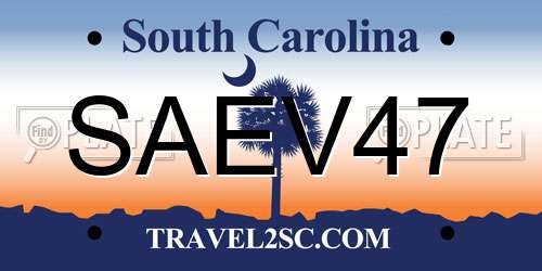 SAEV47 South Carolina License Plate