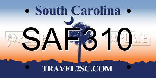 SAF310 South Carolina License Plate