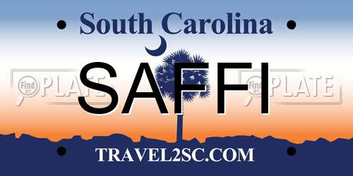 SAFFI South Carolina License Plate