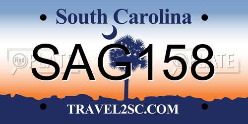 SAG158 South Carolina License Plate