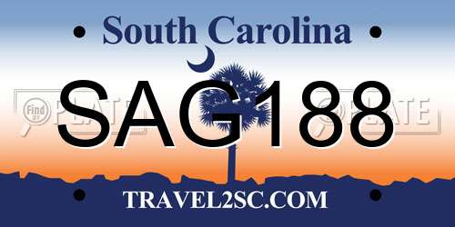 SAG188 South Carolina License Plate