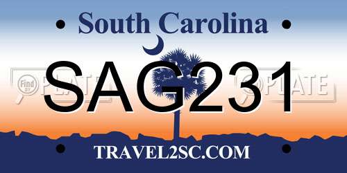 SAG231 South Carolina License Plate