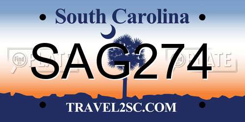 SAG274 South Carolina License Plate