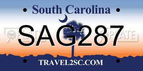 SAG287 South Carolina License Plate