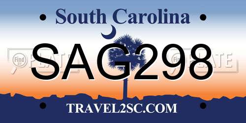 SAG298 South Carolina License Plate