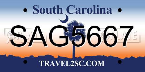 SAG5667 South Carolina License Plate